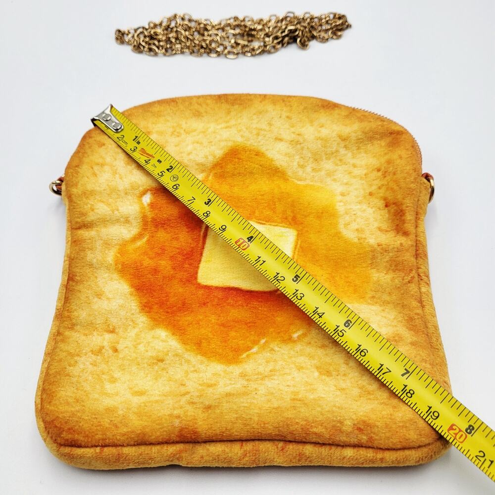 Belgian Boys Butter Toast Shape Zip Closure Chain Strap Shoulder Bag Food Foodie - Picture 6 of 8